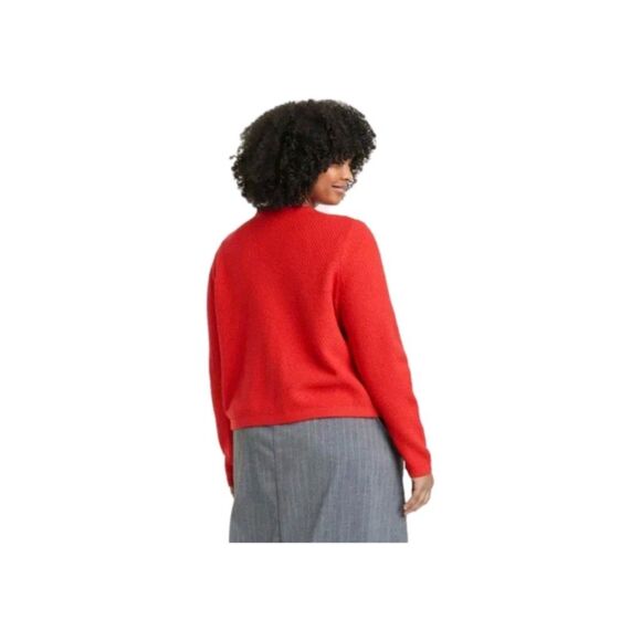 A New Day NWT 3X Red Ribbed Cuff Gold Button-Front Cardigan Sweater - Picture 6 of 11